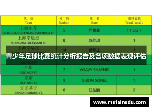 青少年足球比赛统计分析报告及各项数据表现评估